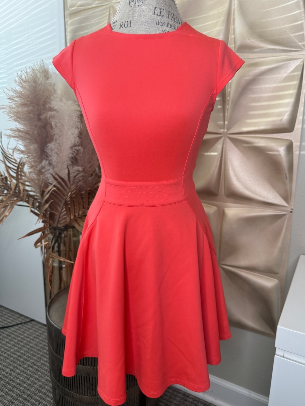 Ted Baker Vibrant Coral Fit-and-Flare Dress